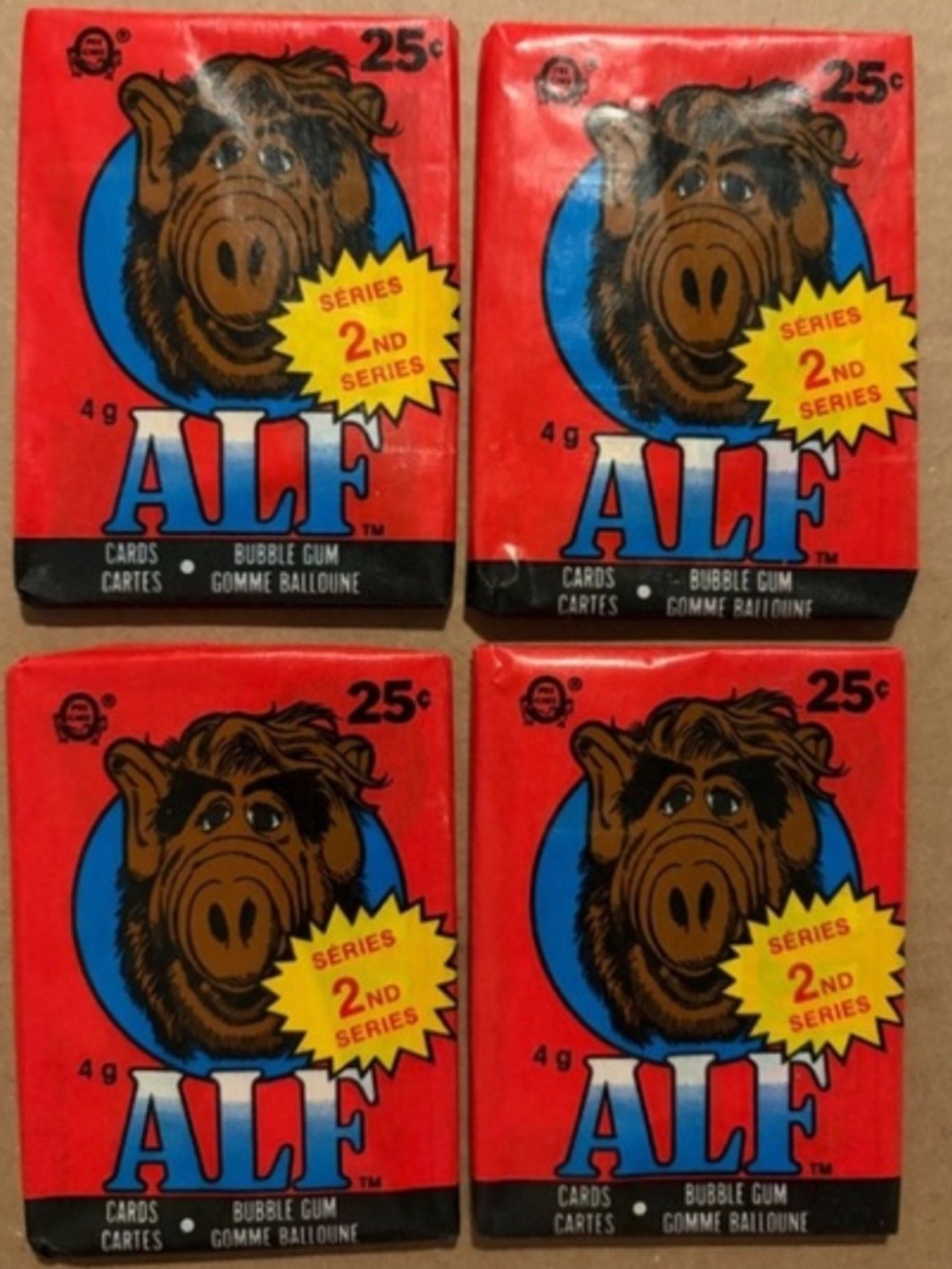 🇨🇦NOW $15🍀 ALF 1987 O-Pee-Chee OPC Sealed Trading Card Wax Pack 4 PACKS
